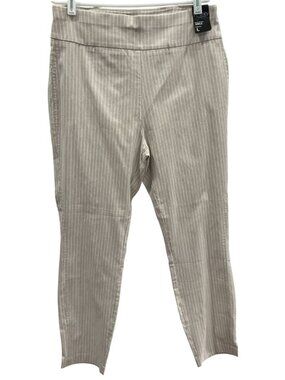 New York & Company Whitney Pull On Pant L Beige Stretch Striped Preppy Career